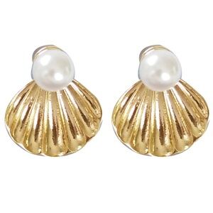 *KANAAN* Gold x Pearl Shell Fashion Stud Earrings